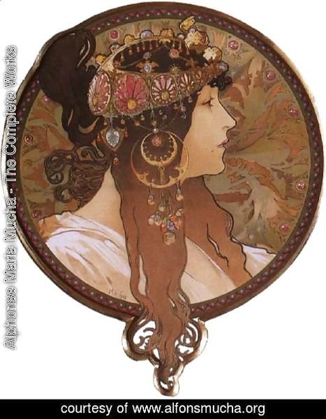 Alphonse Maria Mucha - Byzantine Head: The Brunette. 1897