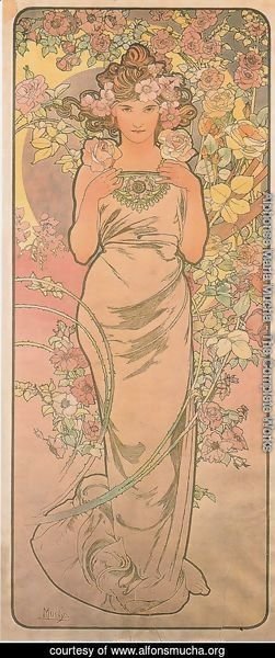 Alphonse Maria Mucha - Rose. From The Flowers Series. 1898