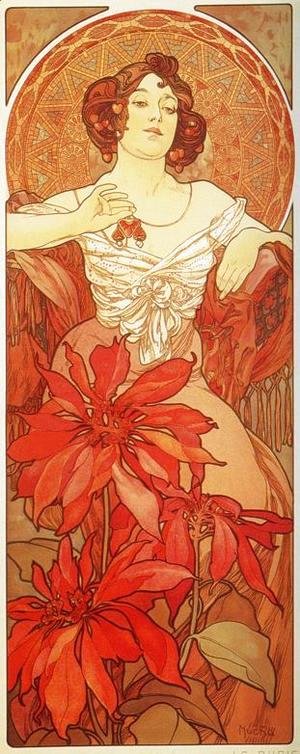 Alphonse Maria Mucha - Ruby. From The Precious Stones Series. 1900