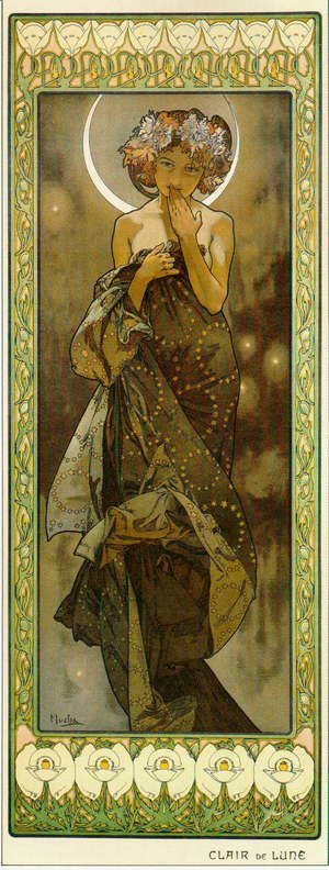 Alphonse Maria Mucha - The Moon. From The Moon and the Stars Series. 1902