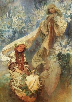 Alphonse Maria Mucha - Madonna of the Lilies, 1905