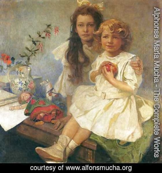 Alphonse Maria Mucha - Jaroslava and Jiri - The Artist's Children. 1919