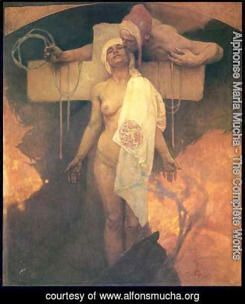 Alphonse Maria Mucha - France Embraces Bohemia. c. 1918