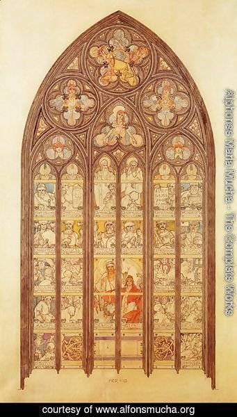 Design for a stained-glass window in St. Vitus Cathedral, 1931