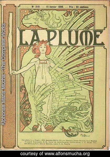 Alphonse Maria Mucha - Cover composed by Mucha for the french literary and artistic Review La Plume