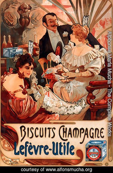 Alphonse Maria Mucha - Biscuits Champagne Lefevre Utile