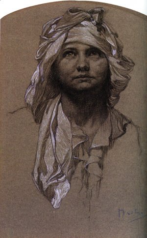 Alphonse Maria Mucha - Head Of A Girl