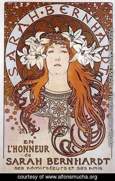 Alphonse Maria Mucha Sarah Bernhardt. 1896 Painting Reproduction ...