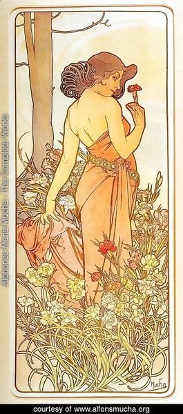 Alphonse Maria Mucha - Carnation. From The Flowers Series. 1898