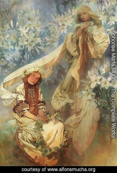 Alphonse Maria Mucha - Madonna of the Lilies, 1905