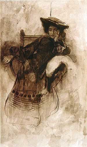 Alphonse Maria Mucha - Study of a Woman Sitting in an Armchair