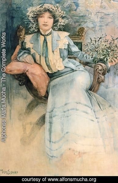 Alphonse Maria Mucha - Mistletoe, Portrait of Mme. Mucha