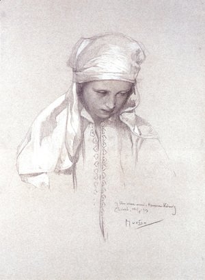 Alphonse Maria Mucha - Portrait Of A Girl