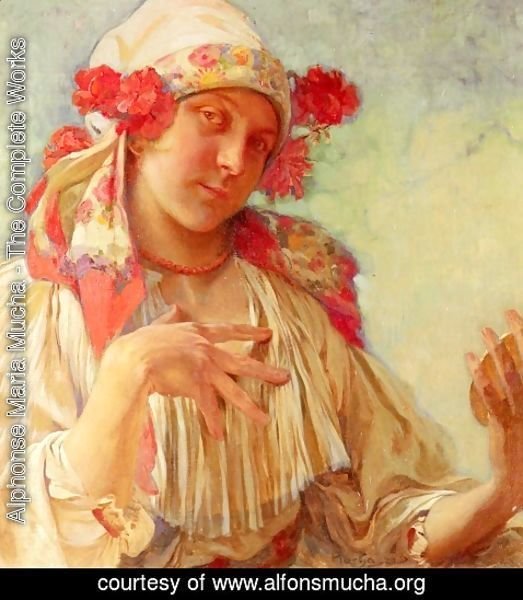 Alphonse Maria Mucha - Young Girl In A Moravian Costume